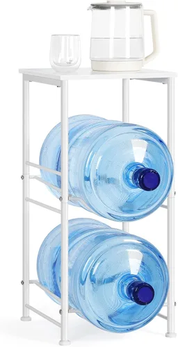 Vista 12 de Organizador para botellas de agua de 5 galones, soporte para jarra de agua con estantes superiores, estante de almacenamiento de jarra de 2 niveles