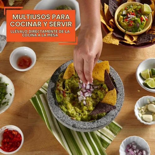Vista 7 de IMUSA USA Molcajete Triturador de Especias de Granito Tradicional Súper Pesado, 8 Pulgadas, Gris