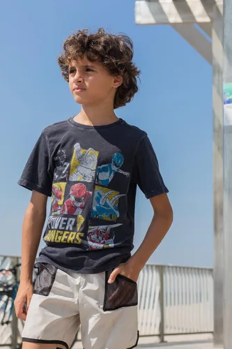 Vista 2 de Power Rangers Pink Ranger - Paquete de 2 camisetas para niños pequeños y grandes, Dorado, metálico, plateado
