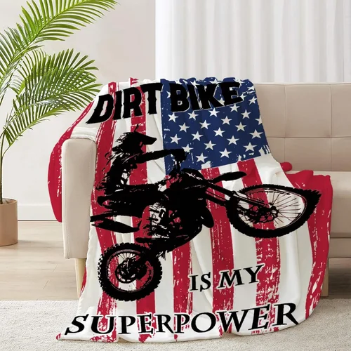 Vista 36 de Manta de forro polar suave para regalo de motocicletas de motocross, manta acogedora de franela, aire acondicionado, 50x40 pulgadas para niños