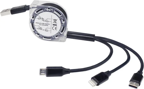 Vista 2 de BoxWave Cable Compatible with Chuwi HiPad Plus - AllCharge miniSync, Retractable, Portable USB Cable - Jet Black