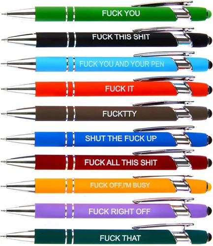 Vista 11 de 10 bolígrafos multicolor divertidos con citas quejándose y función de pantalla táctil, regalos de oficina, bolígrafos pasivos negativos