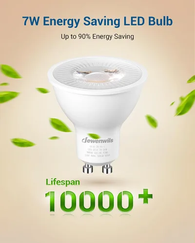 Vista 6 de DEWENWILS Paquete de 6 bombillas LED GU10 regulables, 3000 K blanco cálido GU10 de repuesto para iluminación de pista, 500 LM, 7 W