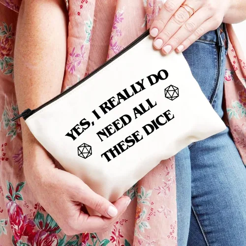 Vista 3 de XYANFA Bolsa de maquillaje para dados DM, regalo de juego de rol Yes I Really Do Need All These Dice Pouch