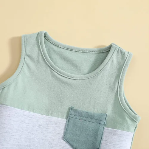 Vista 46 de Conjunto de ropa casual de manga corta con botones y pantalones cortos de lino para bebés y niños pequeños