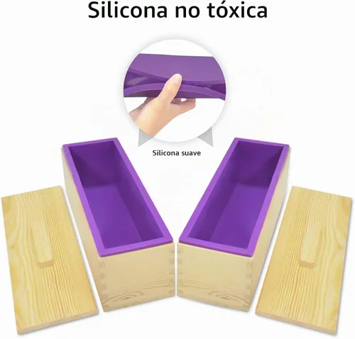 Vista 3 de Artcome Moldes rectangulares de silicona de 42 onzas con tapa, juego de moldes de jabón con 100 bolsas y 36 calcomanías, 2