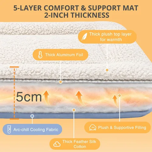 Vista 3 de Cama autocalentable para gatos y perros pequeños, tapete lavable de 2-Gris