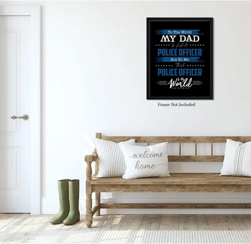 Vista 6 de To The World My Dad - Law Enforcement Prints - Police Officer Gifts from Son or Daughter - Police Hero Gift - Police Officer Wall Decor - Child Gift