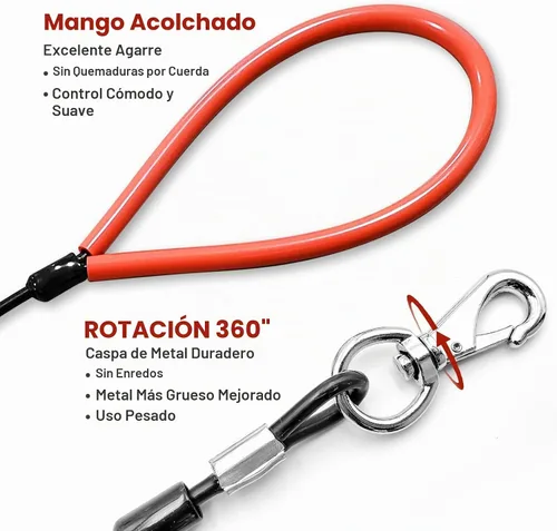 Vista 3 de Correa de perro resistente, correa de metal a prueba de mordidas para perros grandes (hasta 250 libras), correas de perro de cuerda de alambre de 5