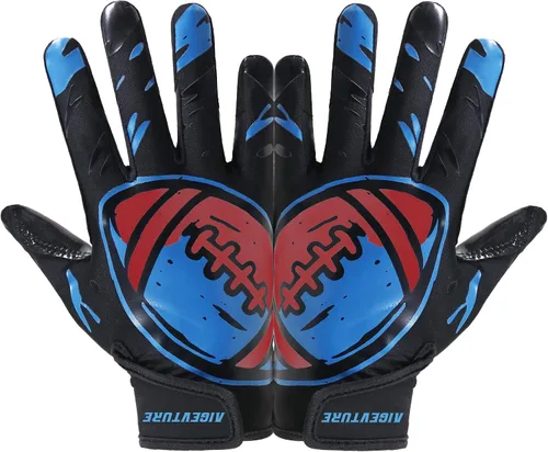 Vista 18 de AIGEVTURE Guantes de fútbol para jóvenes, guantes receptores para niños, guantes de fútbol adhesivos para niños y niñas