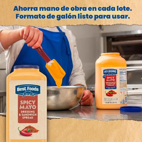 Vista 5 de Best Foods - Jarra picante para aderezo y sándwich de mayo, 1 galón
