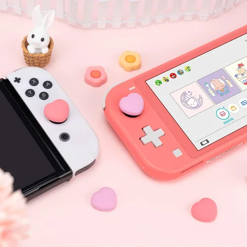 Vista 5 de GeekShare Joycon - Tapas de silicona con agarre para pulgar cubierta de joystick compatible con Nintendo Switch OLED Switch Lite 4