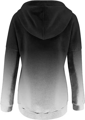 Vista 22 de Sudaderas con capucha para mujer, con cuello de botón, sin botones, con cordón, manga larga, lindas, ropa para adolescentes y niñas