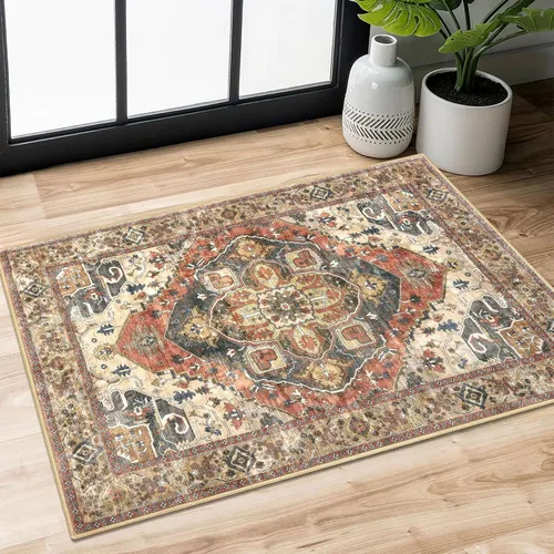 Vista 26 de SIILOOM Alfombra lavable de 2 x 3 pies, alfombra suave color taupe ceniza para entrada, tapete antideslizante para puerta de interior, tapete