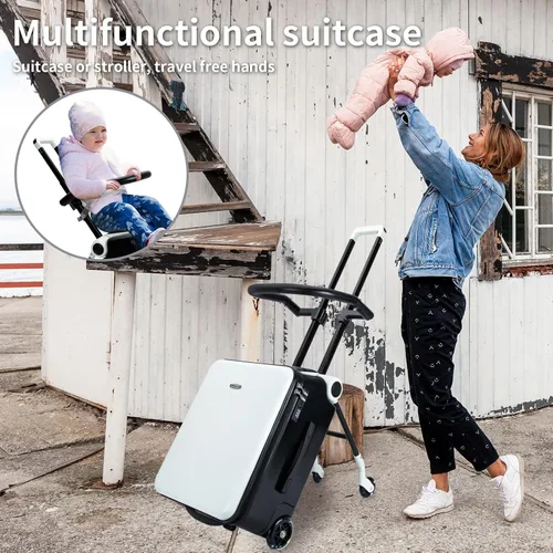 Vista 2 de LemoHome Equipaje expandible con ruedas giratorias, maletas grandes con diseño de asiento para niños, equipaje duro para mujeres y hombres, equipaje