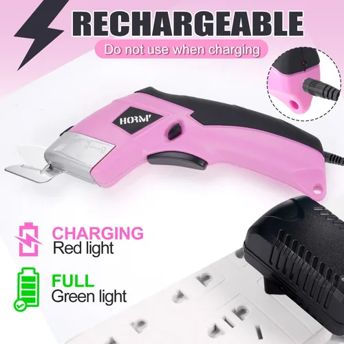 Vista 5 de Tijeras eléctricas inalámbricas, cortador de tela de 3.7 V, equipado con 2 cuchillas y 1 línea de carga, cortador de cartón eléctrico para telas