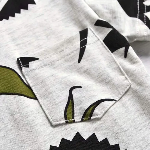 Vista 8 de Conjunto de camiseta y pantalones cortos de dinosaurio para niños pequeños de 6 meses a 5 años