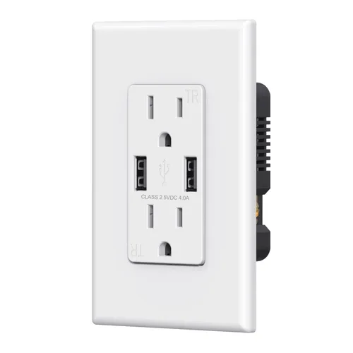 Vista 20 de ELEGRP Receptáculo de toma de pared USB con puertos USB duales de 4.0 A, receptáculo dúplex resistente a manipulaciones de 15 amperios, toma de Negro