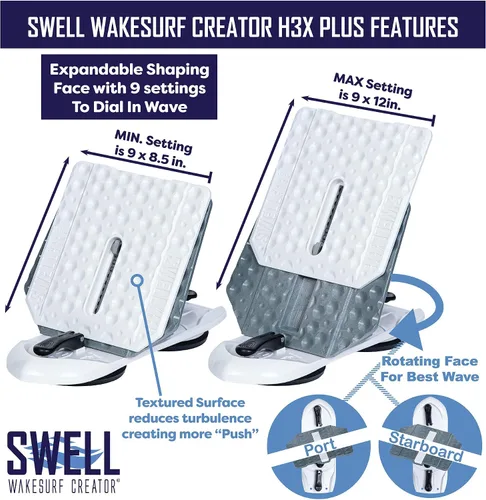 Vista 6 de SWELL Wakesurf Creator H3X Plus - El mejor moldeador de estela - Longitud extensible, giratorio con textura hidrodinámica