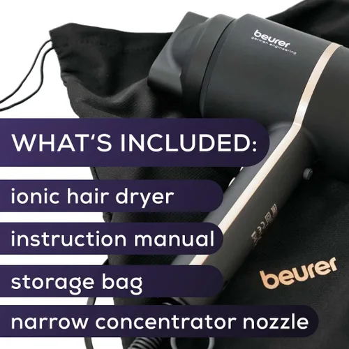 Vista 13 de Beurer HC35 - Secador de pelo compacto de 1500 W, tecnología iónica que reduce el encrespamiento, secador de pelo de viaje ligero y portátil con 4