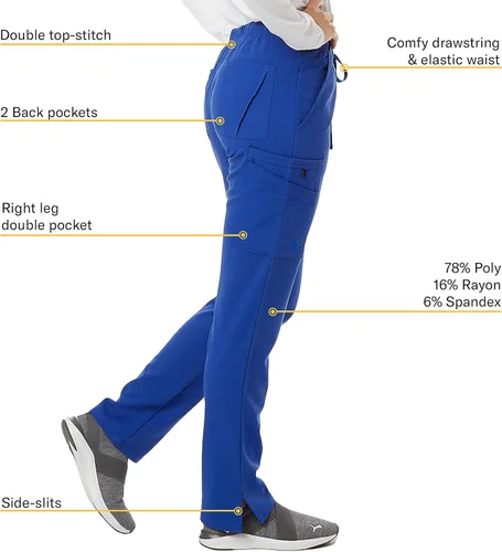 Vista 3 de SPECTRUM UNIFORMS Wynd - Pantalón cargo para mujer, cintura elástica y cordón, ideal para profesionales médicos