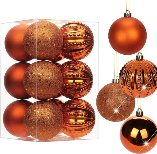 Vista 11 de Adornos de bolas de Navidad negras de 2.36 pulgadas, 25 piezas inastillables, set de adornos de Navidad, bolas de Halloween, adorno negro para árbol