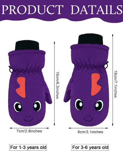 Vista 3 de Guantes de esquí de invierno guantes impermeables con forro de algodón cálido para niños