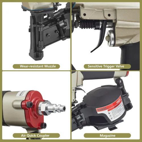 Vista 3 de Maxparts NVH45 - Pistola de clavos para techos de 15 grados para edificios de techo de casa de madera, 7/8 pulgadas a 1-3/4 pulgadas de cabeza