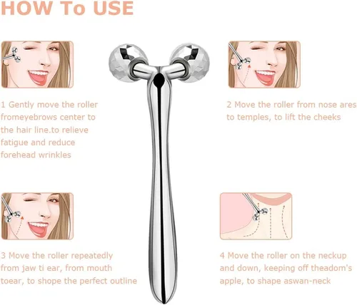 Vista 6 de Rodillo facial para ojos, rodillo facial masajeador facial y corporal para el cuidado de la piel, herramienta para el cuidado de la piel para cara