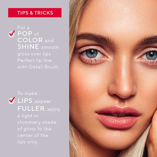 Vista 3 de Mirabella - Brillo de labios Luxe Advanced Formula, brillo labial hidratante no pegajoso con lanolina vegana, aceite de jojoba y vitamina E