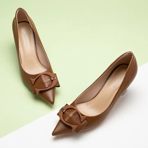 Vista 2 de C.Paravano Zapatos de tacón bajo para mujer Zapatos de diseñador de tacón bajo Tacones Gatitos Tacones cortos para mujer Zapatos de tacón de cuero