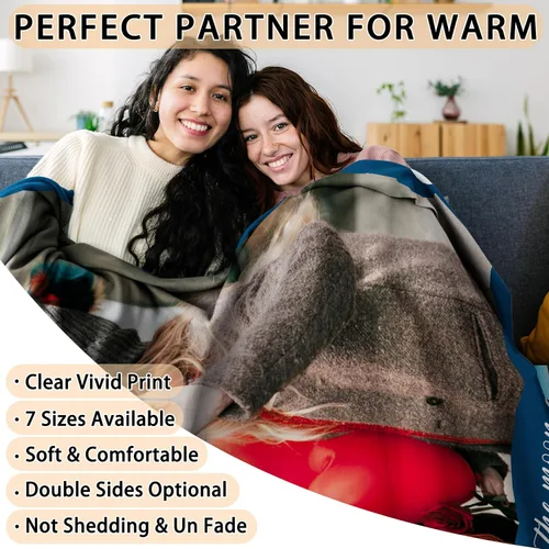 Vista 2 de Manta personalizada con fotos, manta personalizada con fotos con texto en inglés "I Love You", regalo de cumpleaños para novia, novio, esposa