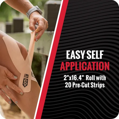 Vista 3 de RockTape Go Cinta adhesiva de kinesiología precortada extra adhesiva (beige)
