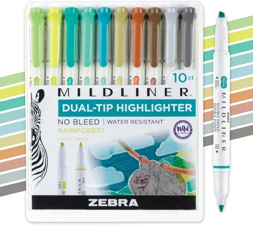 Vista 26 de Zebra Pen Mildliner - Resaltadores de doble punta, puntas anchas y finas, ideales para resaltar la Biblia, sin sangrado, suministros escolares