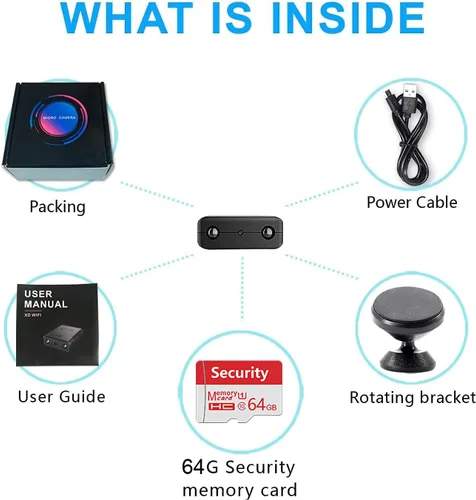 Vista 9 de 32G gratis: cámara inalámbrica más pequeña, cámara de seguridad WiFi HD1080P, batería de 1.5 horas, cámara de video portátil