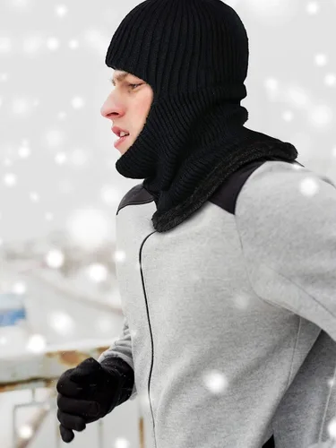 Vista 5 de 2 máscaras faciales de invierno para esquí, pasamontañas de punto cálido para hombres y mujeres, forro polar resistente al viento para deportes al
