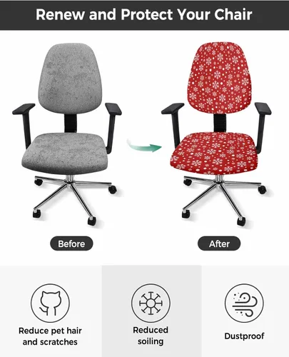 Vista 4 de Fundas elásticas para silla de oficina de copo de nieve de Navidad, 2 piezas, suave, decorativo, protector para silla de escritorio, protector