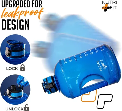Vista 4 de Botellas de agua motivacionales de un galón de Nutrifit (azul)