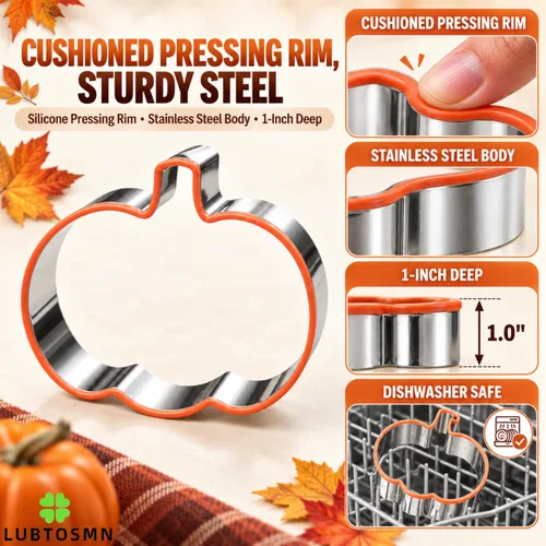 Vista 3 de LUBTOSMN 3 Piece Fall Thanksgiving Cookie Cutters Set, Silicone Rim