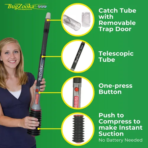 Vista 3 de Trimax - BugZooka - Aspiradora de insectos para adultos - Sin baterías ni productos químicos tóxicos, aspiradora segura de insectos con boquilla