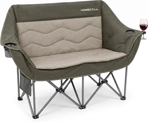 Vista 9 de HOMECALL Silla de campamento doble de gran tamaño para adultos, soporte de sofá biplaza plegable resistente de 700 libras, sofá de campamento extra