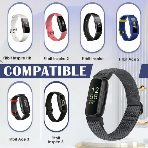 Vista 2 de Bcuckood Compatible con correas de reloj Fitbit Inspire 3/Inpsire 2/Inspire/Inpsire HR/Ace 2/Ace 3, correa elástica ajustable de repuesto