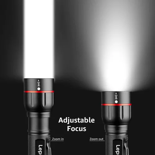 Vista 4 de Lepro Linterna LED con clip, linterna LE2050 de alto lúmenes, 5 modos de iluminación, zoomable, impermeable, linternas ligeras para emergencias