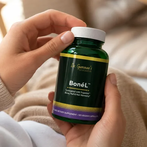Vista 8 de Harmony Nutraceuticals Bone'L - Armonía de huesos, uñas y cabello, máxima potencia, máxima bioactividad, cápsulas veganas, fabricadas en Estados