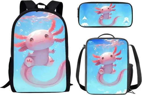 Vista 9 de Paquete de 3 bolsas escolares con estampado de bandera estadounidense para niños, mochila de gran capacidad para laptop, con cremallera, estuche