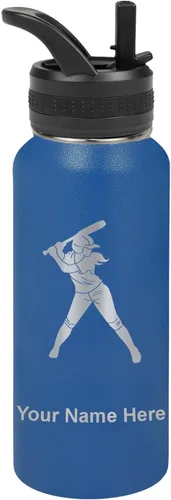 Vista 26 de LaserGram Botella de agua personalizada de 32 onzas, jugador de softbol Regalo grabado para jugadores de sóftbol, acero inoxidable aislado al vacío