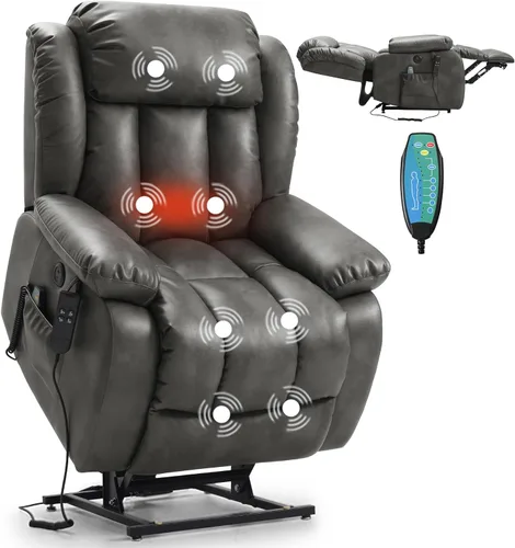 Vista 14 de PARKOL Silla reclinable eléctrica para ancianos y personas mayores, sillón reclinable eléctrico de cuero transpirable con masaje por vibración