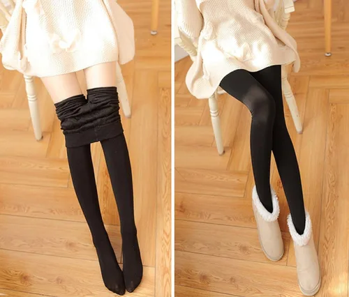 Vista 2 de Romastory Leggings cálidos de invierno para mujer, elásticos, térmicos, con forro polar, mallas gruesas