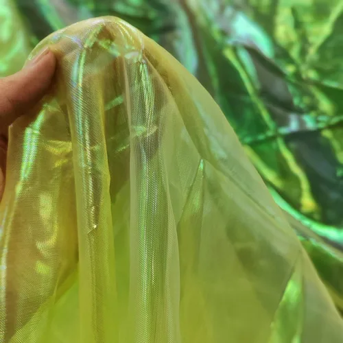 Vista 10 de Tela de encaje de organza con gradiente láser arcoíris mágico, tela de gasa holográfica iridescente para vestido de novia, cortina, fondo, fiesta