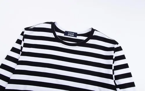 Vista 3 de LittleSpring Camisetas de algodón a rayas de manga larga con cuello redondo